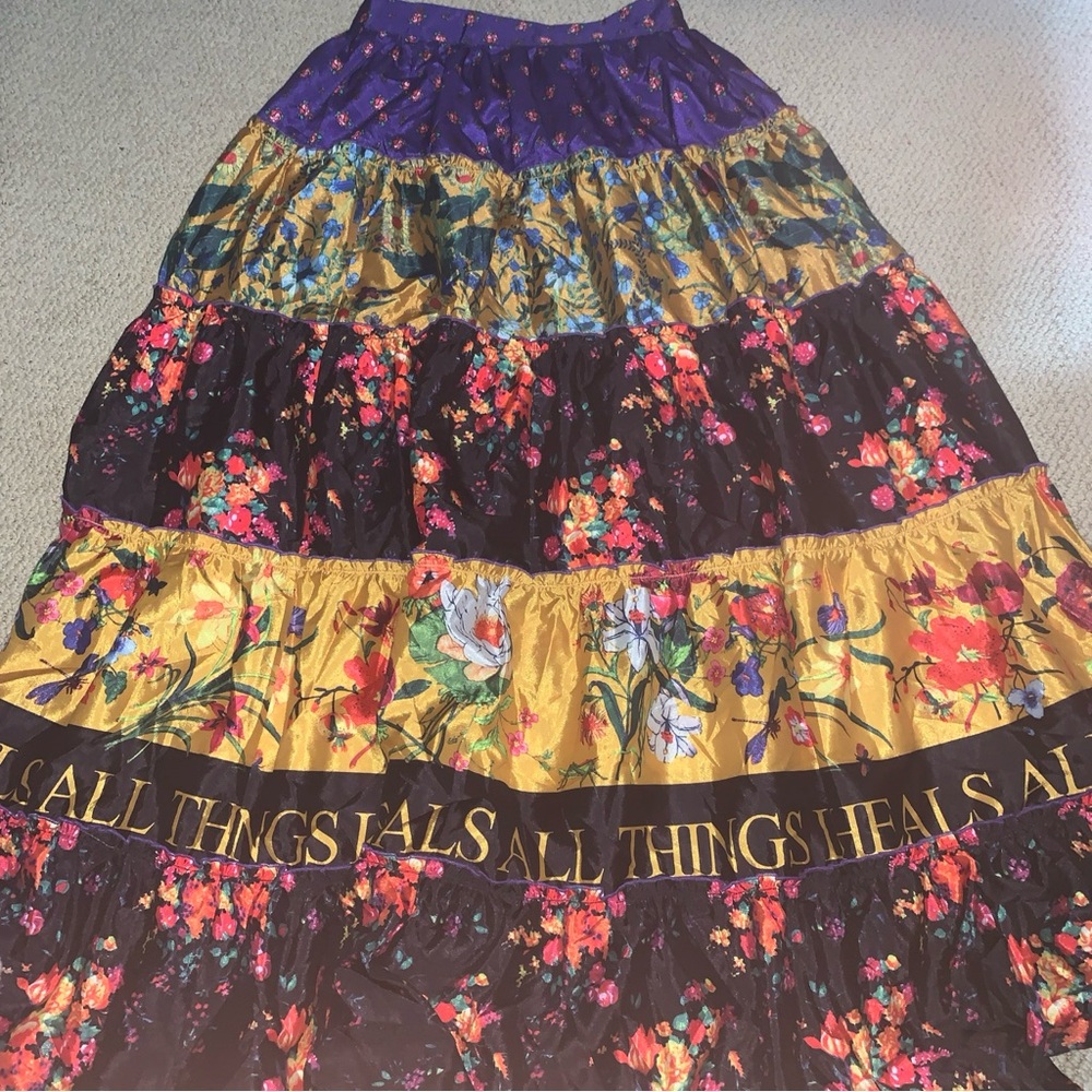 L'ATISTE Purple and Red Tiered Maxi Skirt Casual Resort Wear